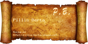 Pillis Berta névjegykártya